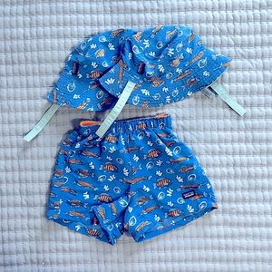 PATAGONIA baby sun bucket hat and baggies shorts 6-12 mos